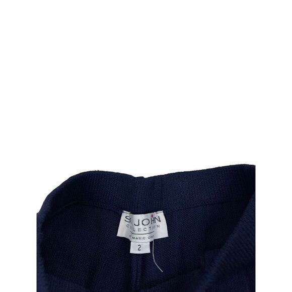 St. John Collection By Marie Gray Santana Knit Navy Blue Wide Leg Pants Size 2 - Picture 2 of 5